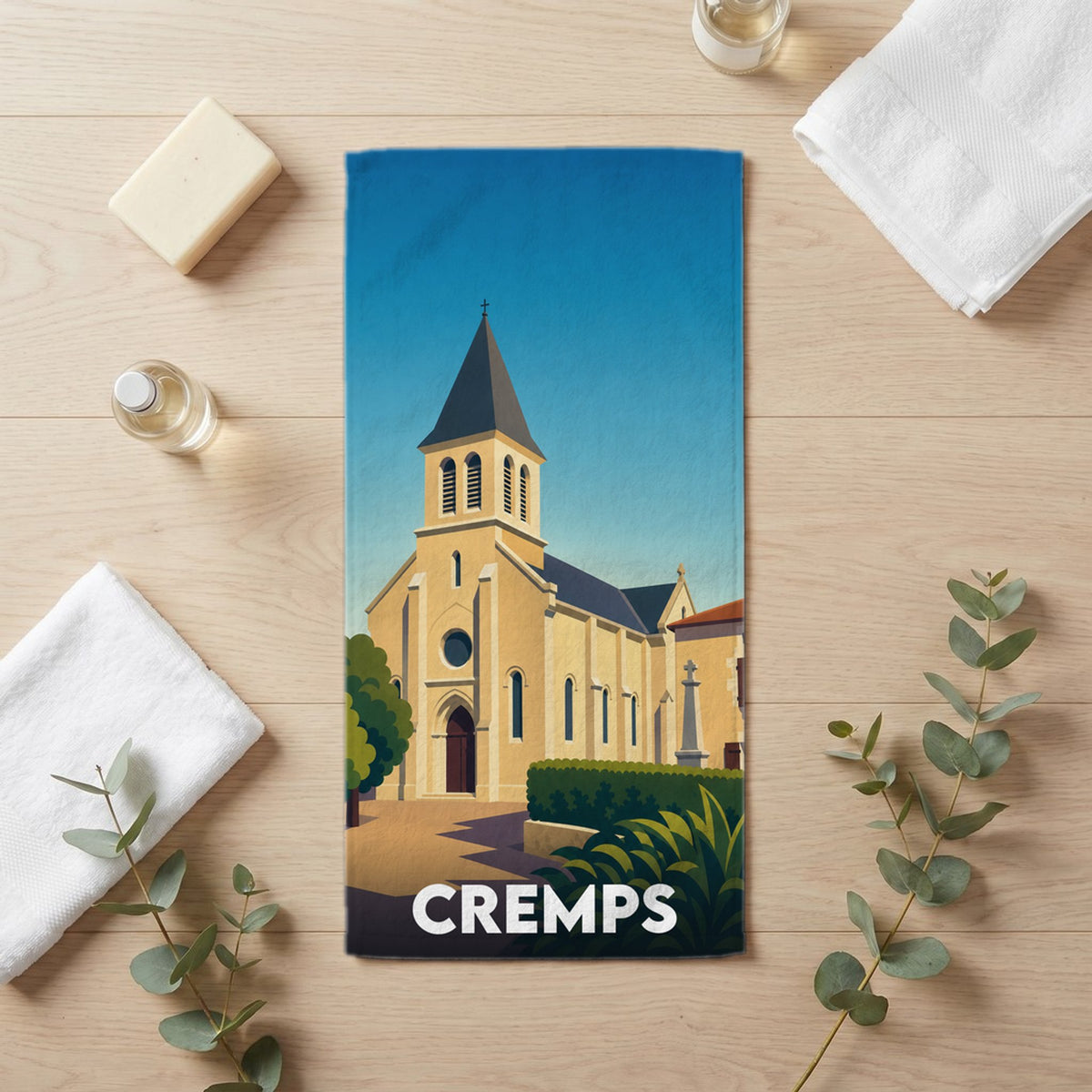 Serviette de bain 30 cm x 60 cm souvenir de Cremps