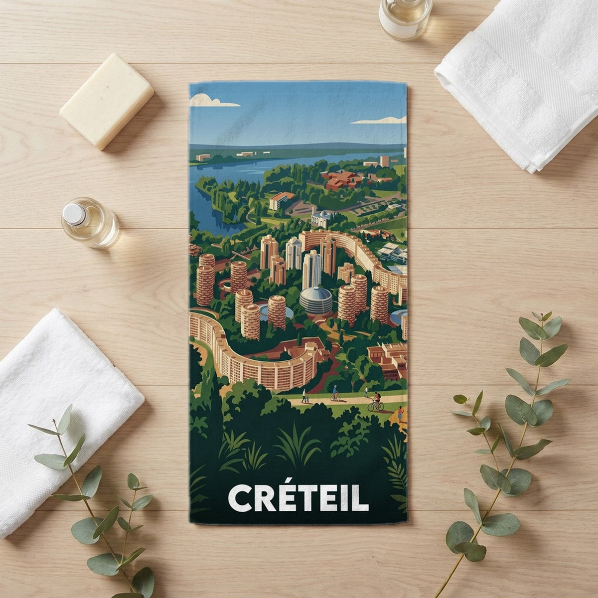Serviette de bain 30 cm x 60 cm souvenir de Créteil