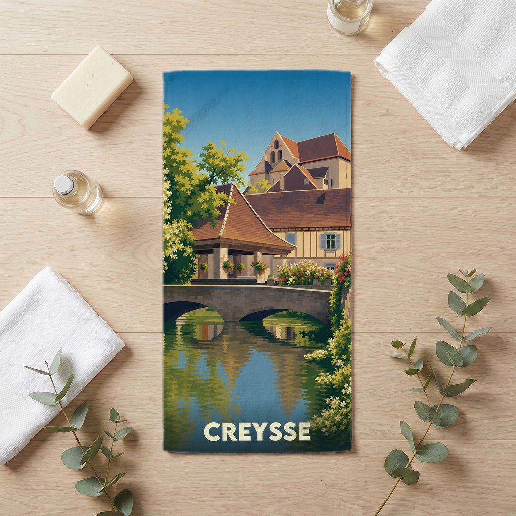 Serviette de bain 30 cm x 60 cm souvenir de Creysse