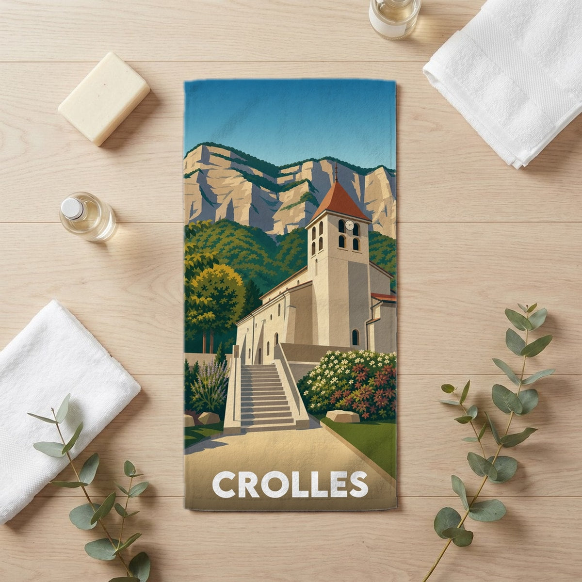 Serviette de bain 30 cm x 60 cm souvenir de Crolles