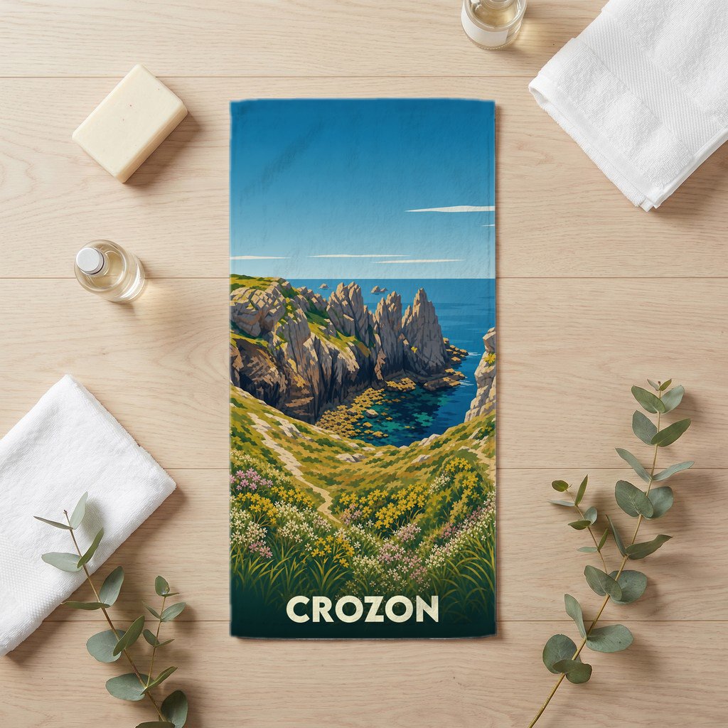 Serviette de bain 30 cm x 60 cm souvenir de Crozon