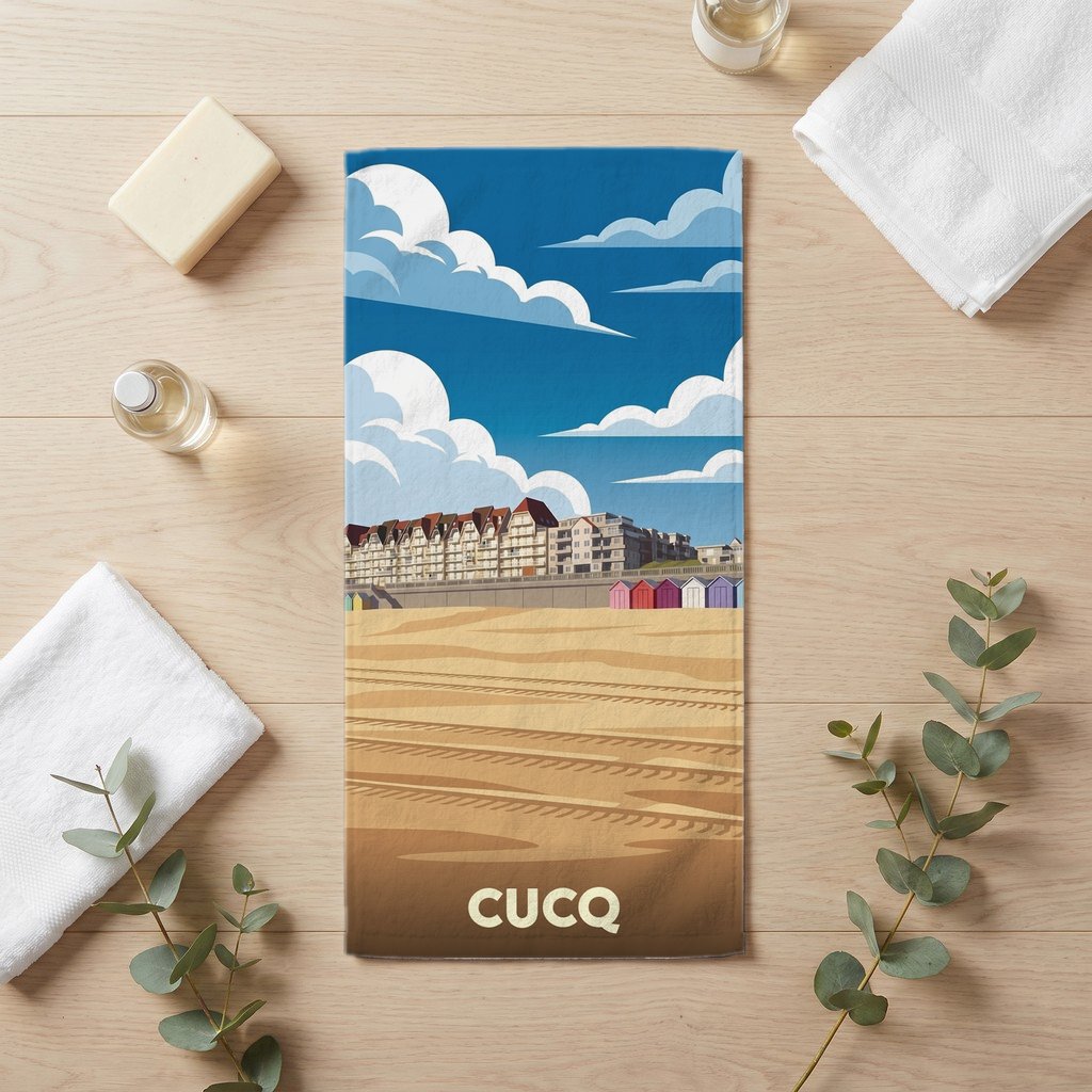 Serviette de bain 30 cm x 60 cm souvenir de Cucq