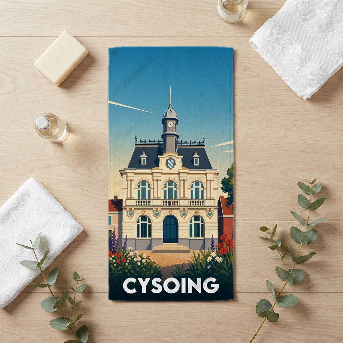 Serviette de bain 30 cm x 60 cm souvenir de Cysoing