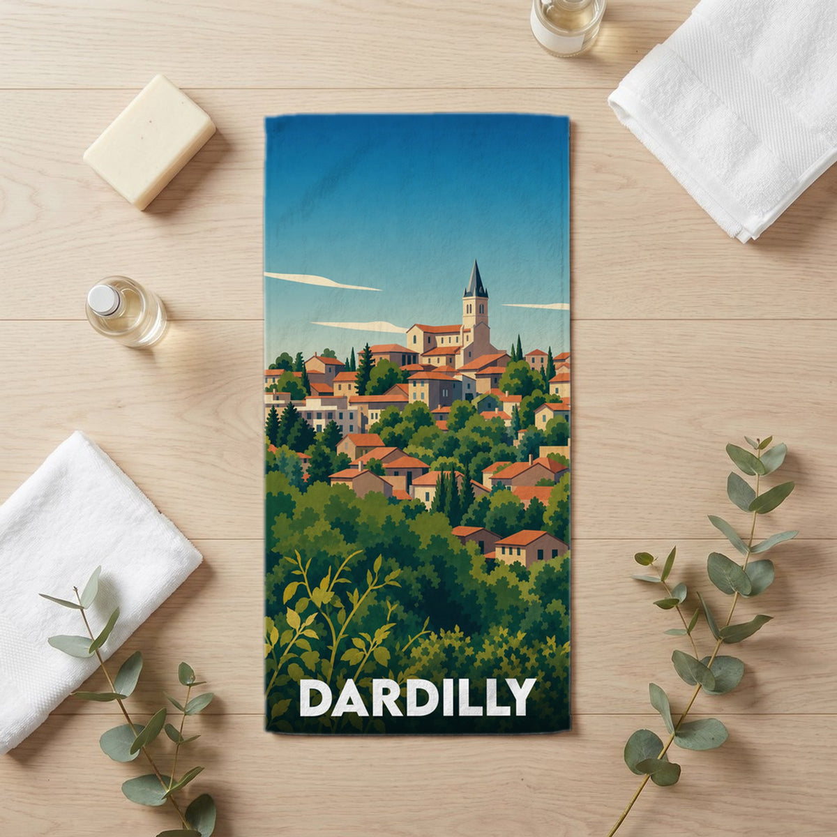 Serviette de bain 30 cm x 60 cm souvenir de Dardilly