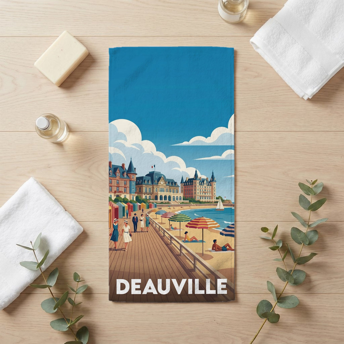 Serviette de bain 30 cm x 60 cm souvenir de Deauville