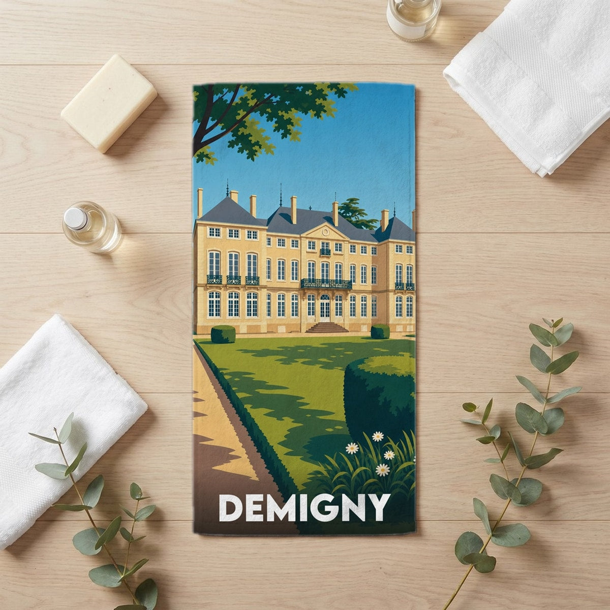 Serviette de bain 30 cm x 60 cm souvenir de Demigny