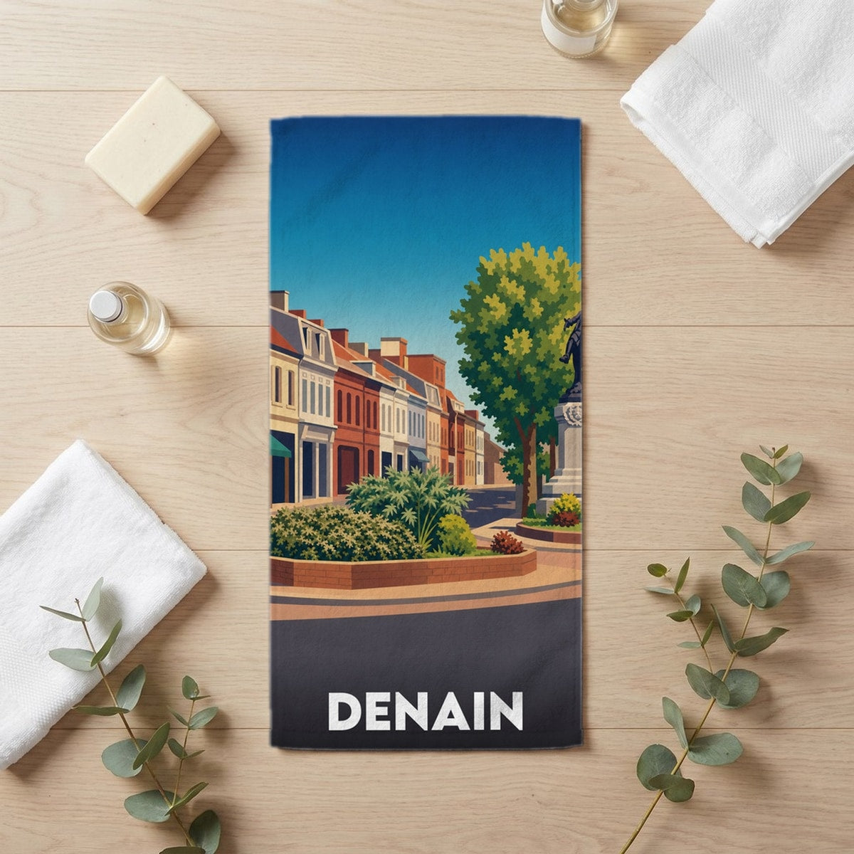 Serviette de bain 30 cm x 60 cm souvenir de Denain