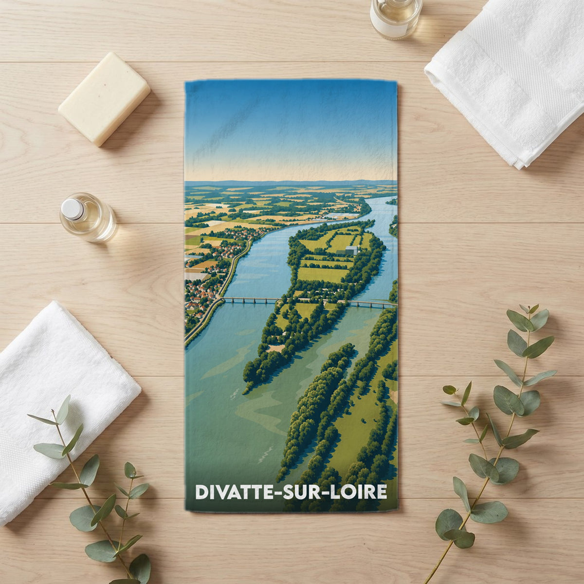 Serviette de bain 30 cm x 60 cm souvenir de Divatte-sur-Loire
