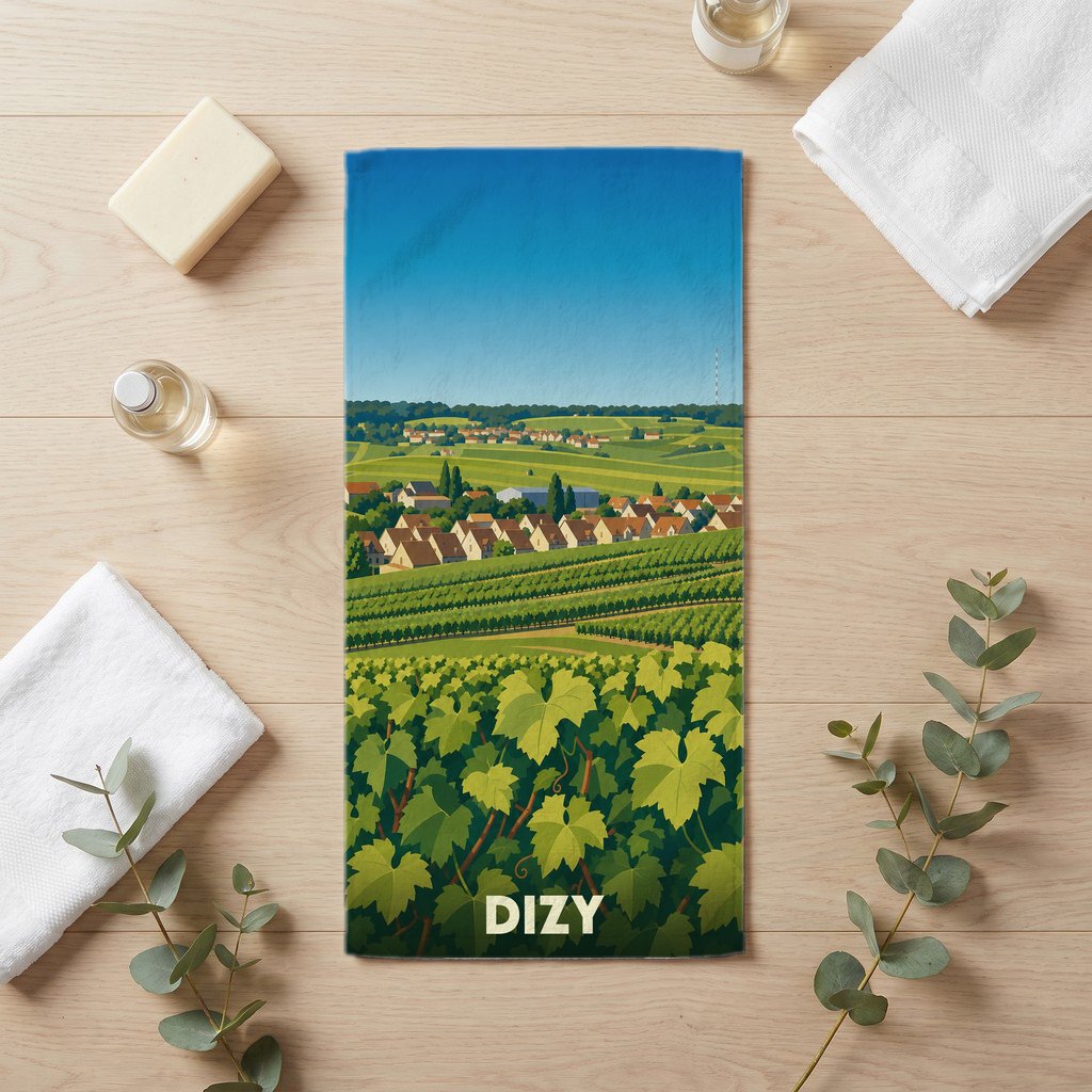 Serviette de bain 30 cm x 60 cm souvenir de Dizy