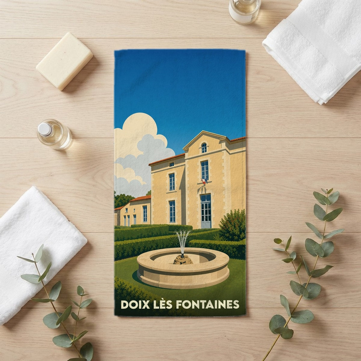 Serviette de bain 30 cm x 60 cm souvenir de Doix lès Fontaines