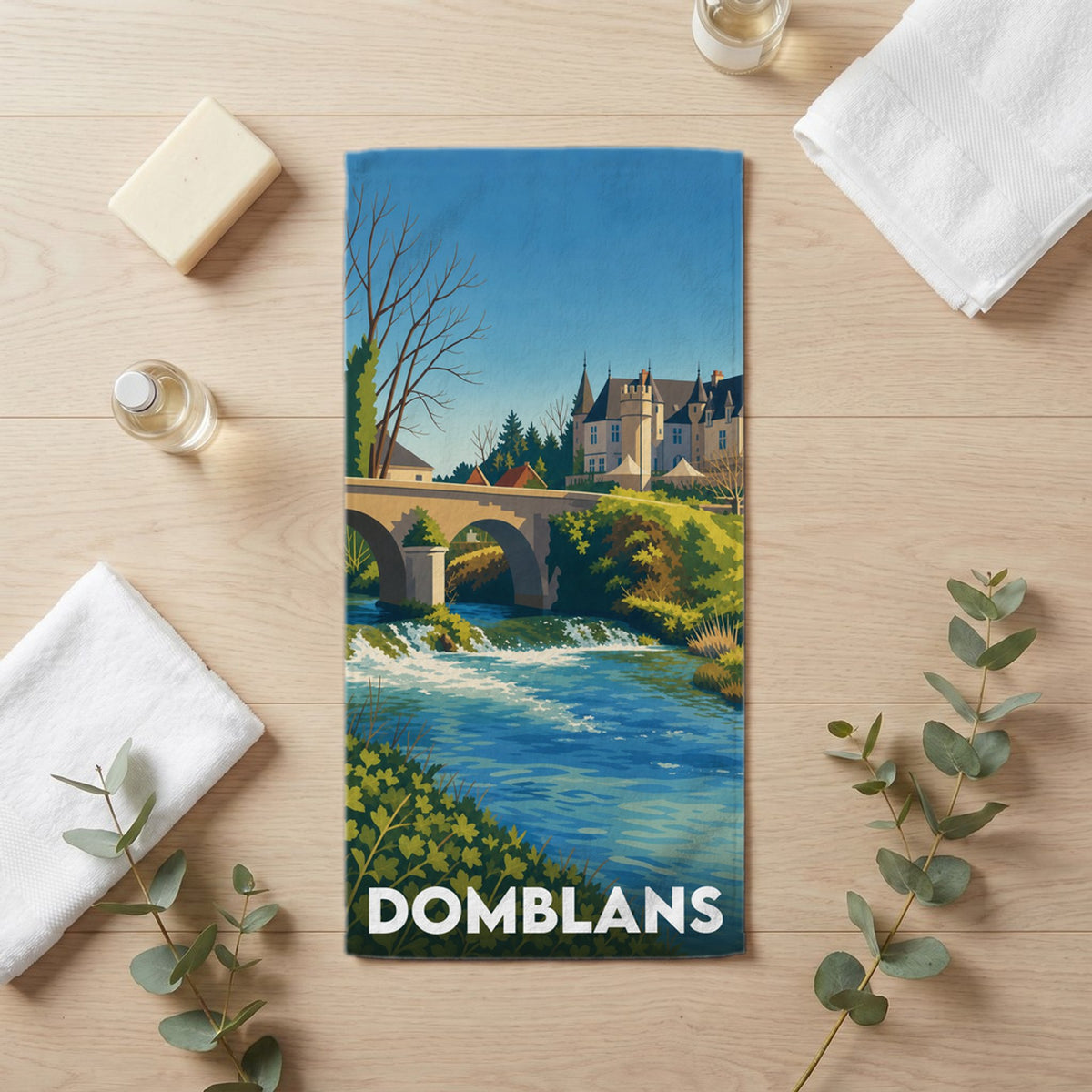 Serviette de bain 30 cm x 60 cm souvenir de Domblans