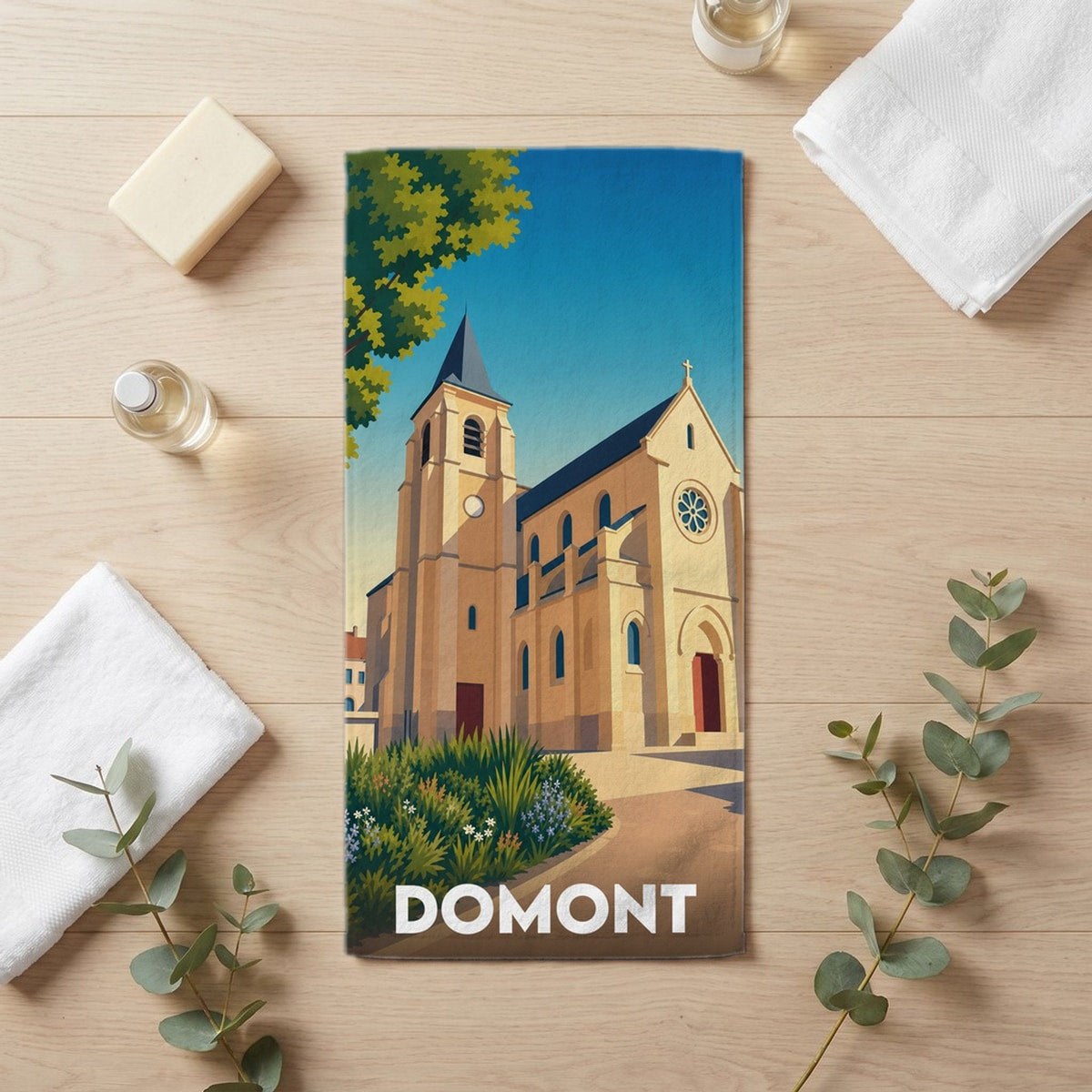 Serviette de bain 30 cm x 60 cm souvenir de Domont