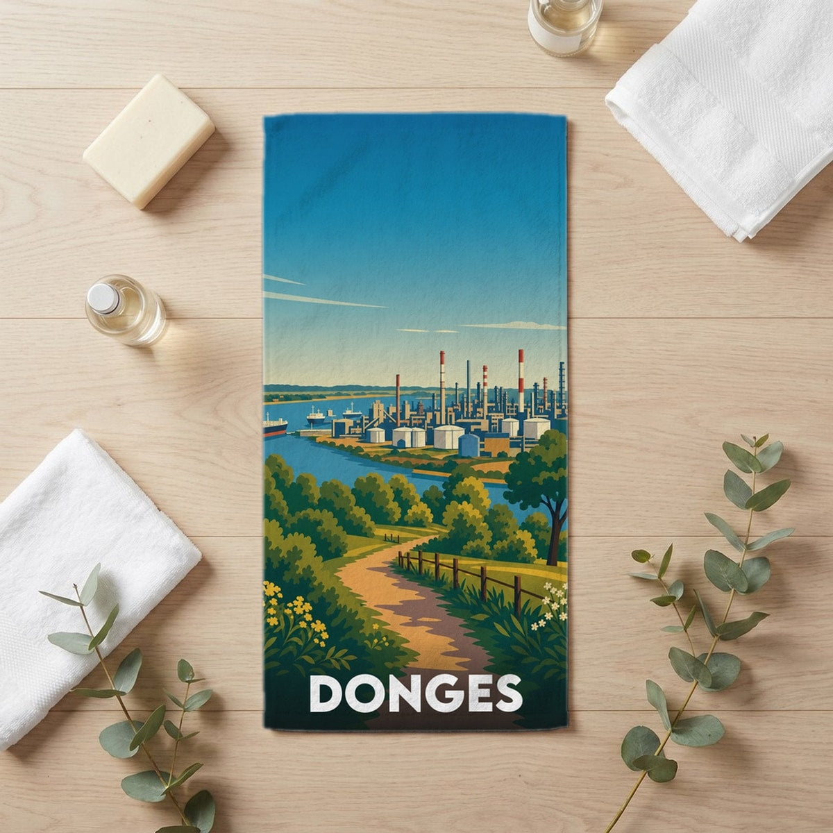 Serviette de bain 30 cm x 60 cm souvenir de Donges