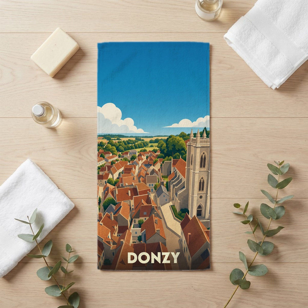 Serviette de bain 30 cm x 60 cm souvenir de Donzy