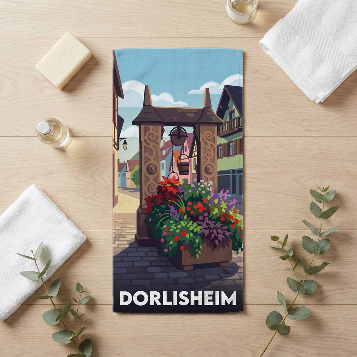 Serviette de bain 30 cm x 60 cm souvenir de Dorlisheim