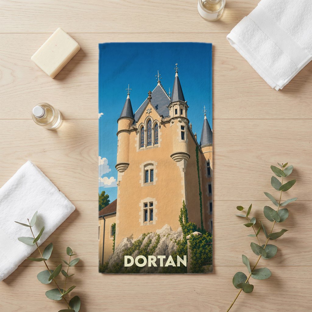 Serviette de bain 30 cm x 60 cm souvenir de Dortan