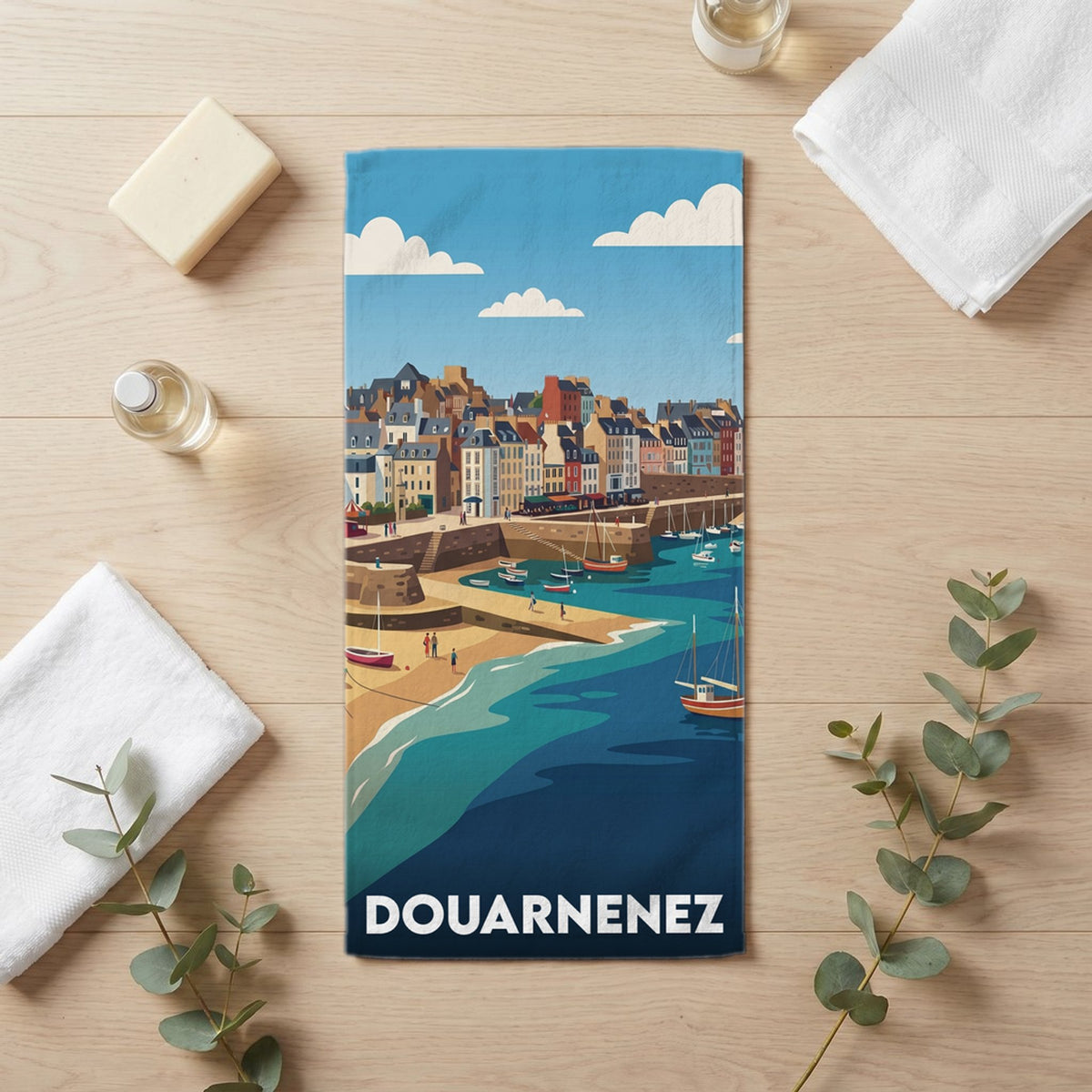 Serviette de bain 30 cm x 60 cm souvenir de Douarnenez