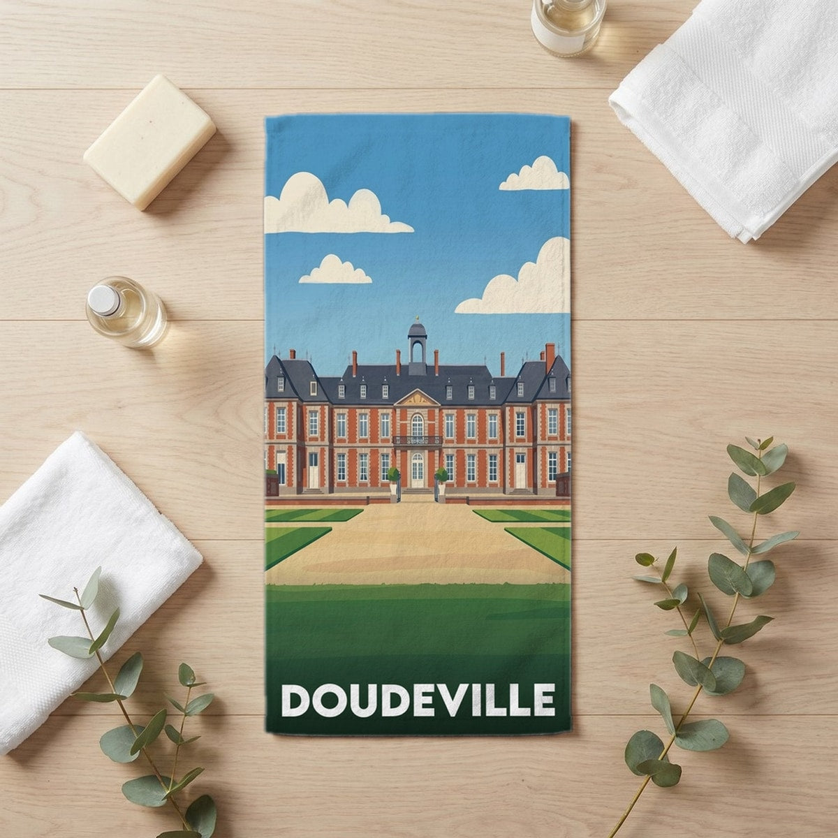 Serviette de bain 30 cm x 60 cm souvenir de Doudeville