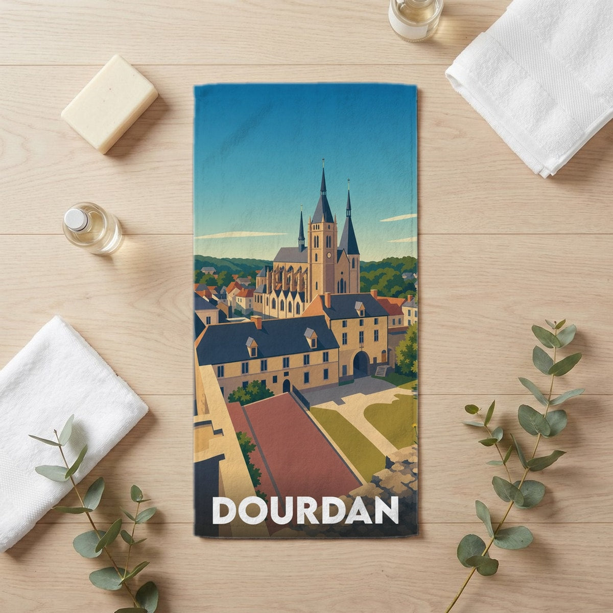 Serviette de bain 30 cm x 60 cm souvenir de Dourdan