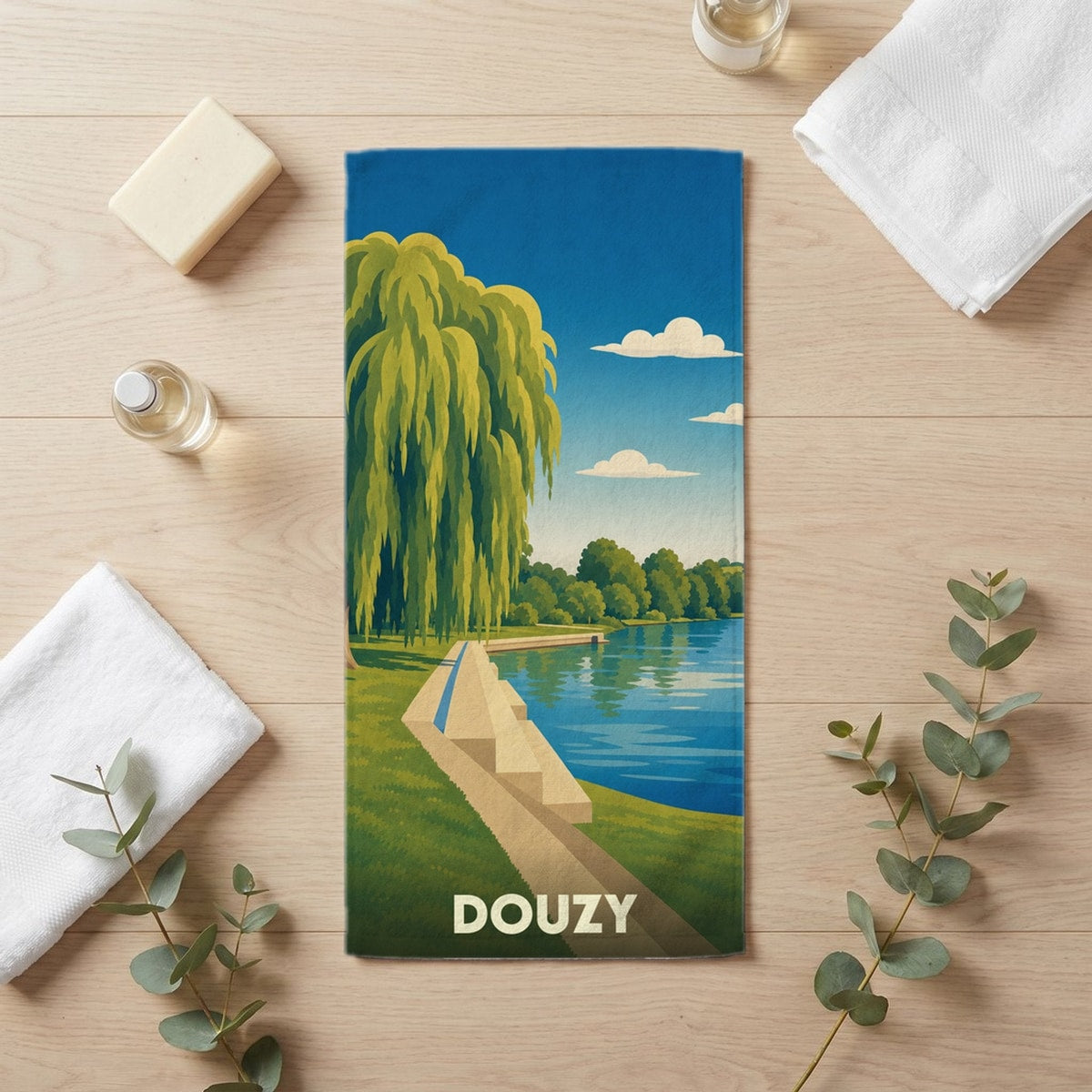 Serviette de bain 30 cm x 60 cm souvenir de Douzy