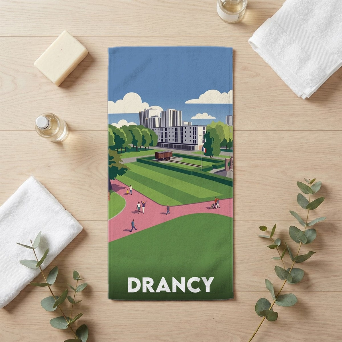 Serviette de bain 30 cm x 60 cm souvenir de Drancy
