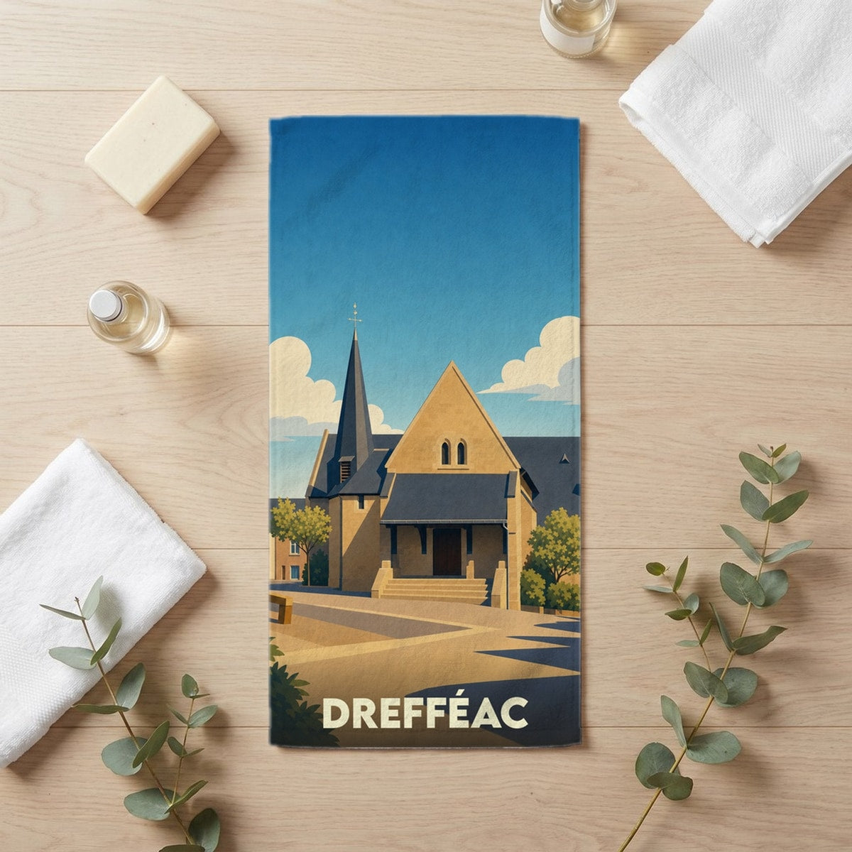 Serviette de bain 30 cm x 60 cm souvenir de Drefféac