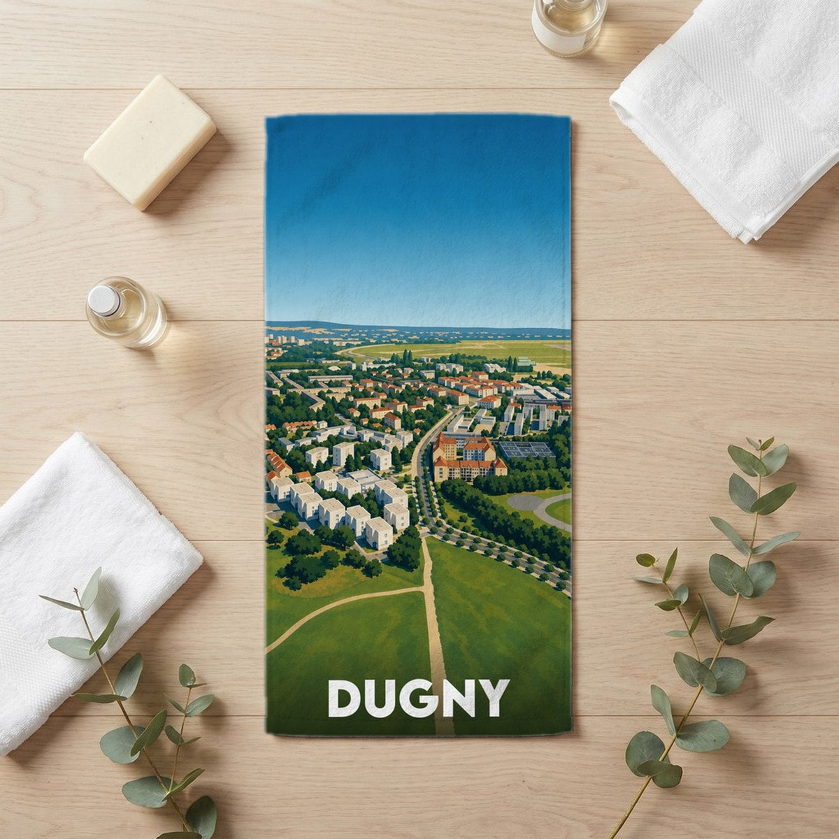 Serviette de bain 30 cm x 60 cm souvenir de Dugny