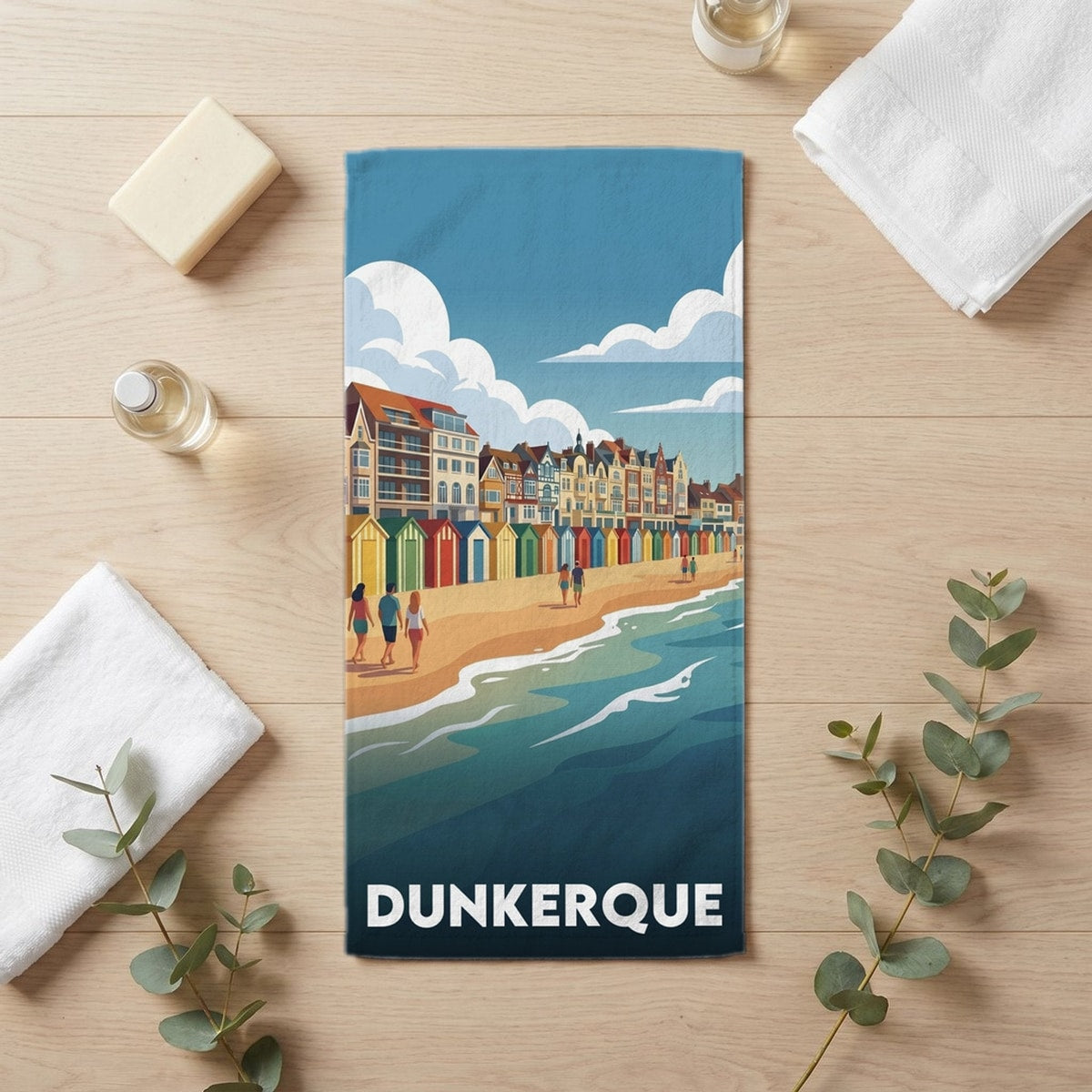 Serviette de bain 30 cm x 60 cm souvenir de Dunkerque