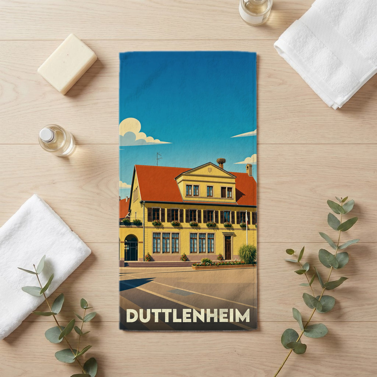 Serviette de bain 30 cm x 60 cm souvenir de Duttlenheim