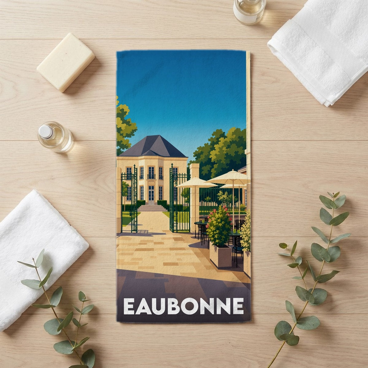Serviette de bain 30 cm x 60 cm souvenir de Eaubonne