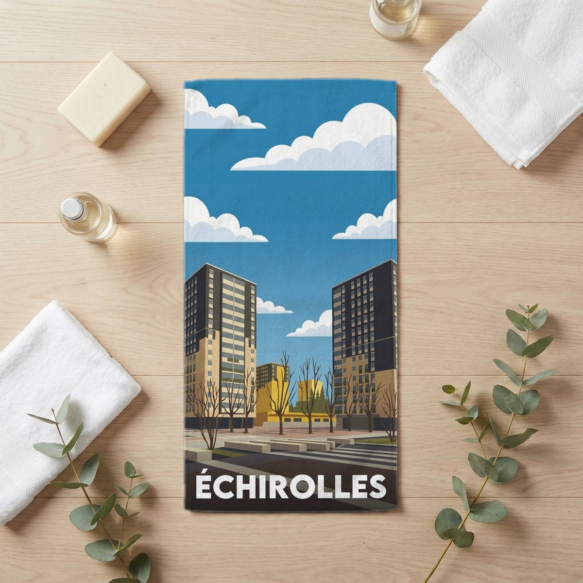 Serviette de bain 30 cm x 60 cm souvenir de Échirolles