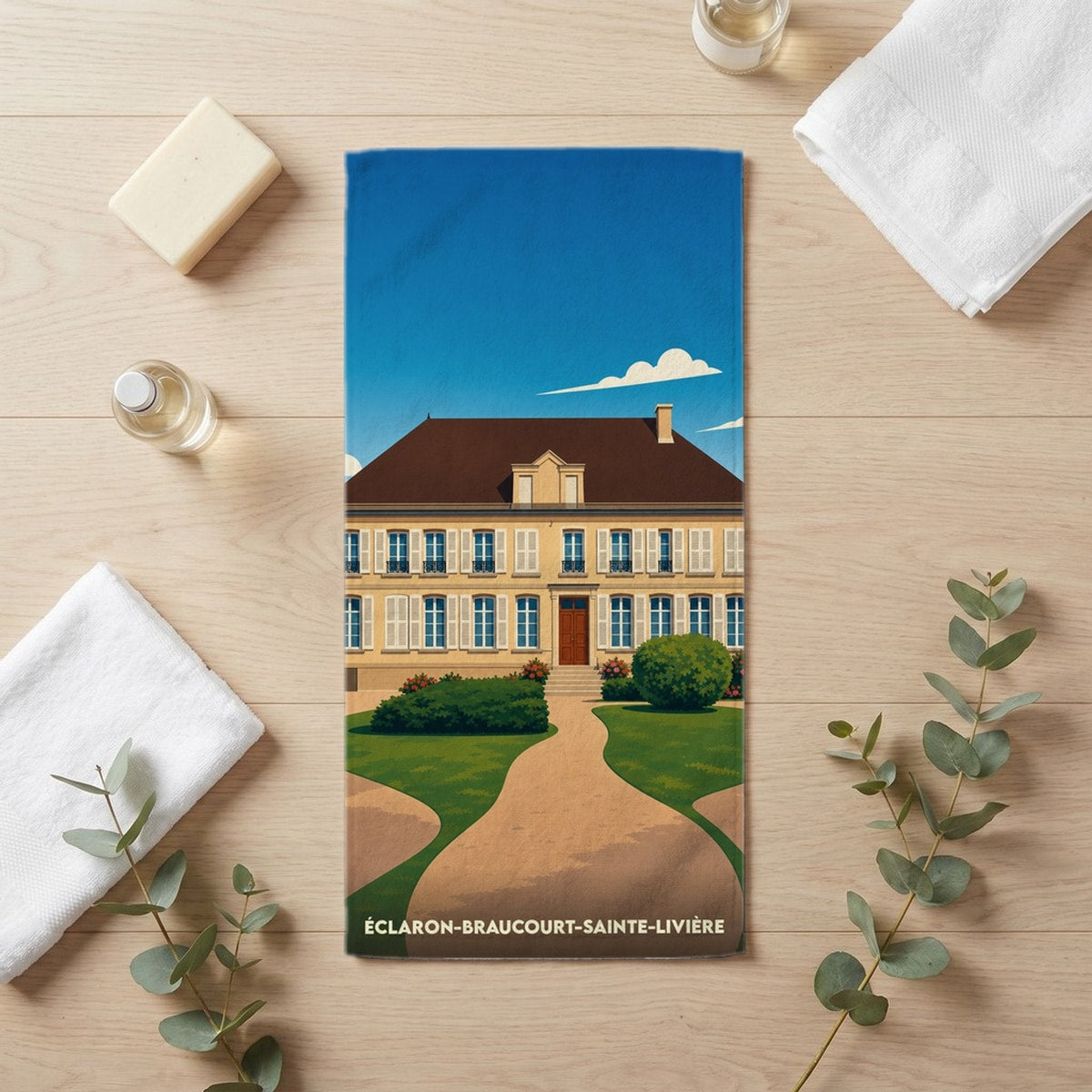 Serviette de bain 30 cm x 60 cm souvenir de Éclaron-Braucourt-Sainte-Livière
