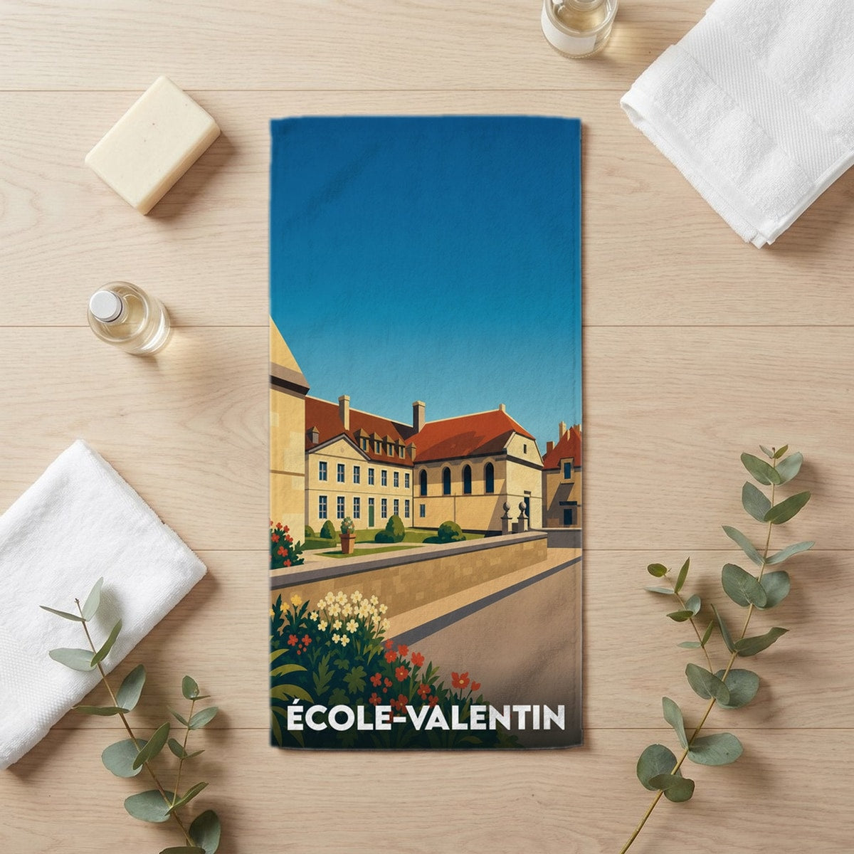 Serviette de bain 30 cm x 60 cm souvenir de École-Valentin