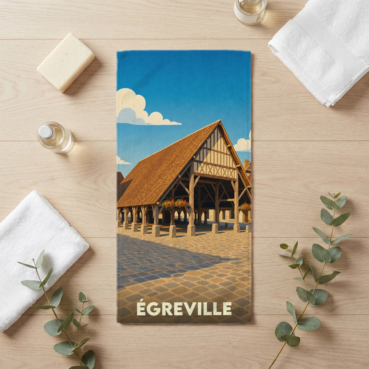 Serviette de bain 30 cm x 60 cm souvenir de Égreville