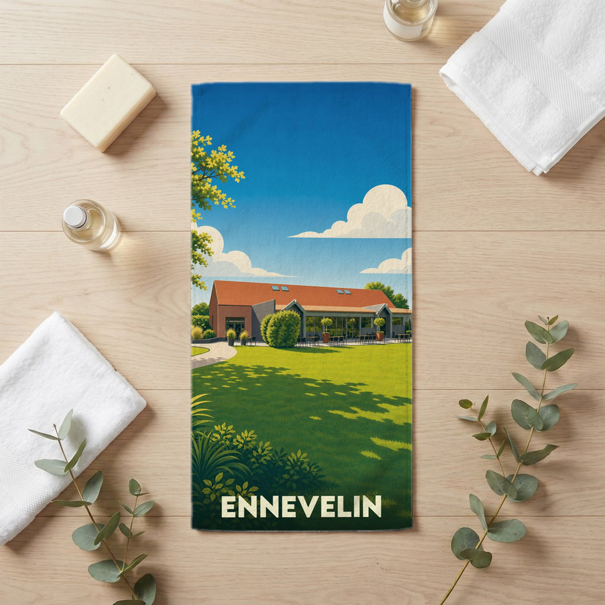 Serviette de bain 30 cm x 60 cm souvenir de Ennevelin