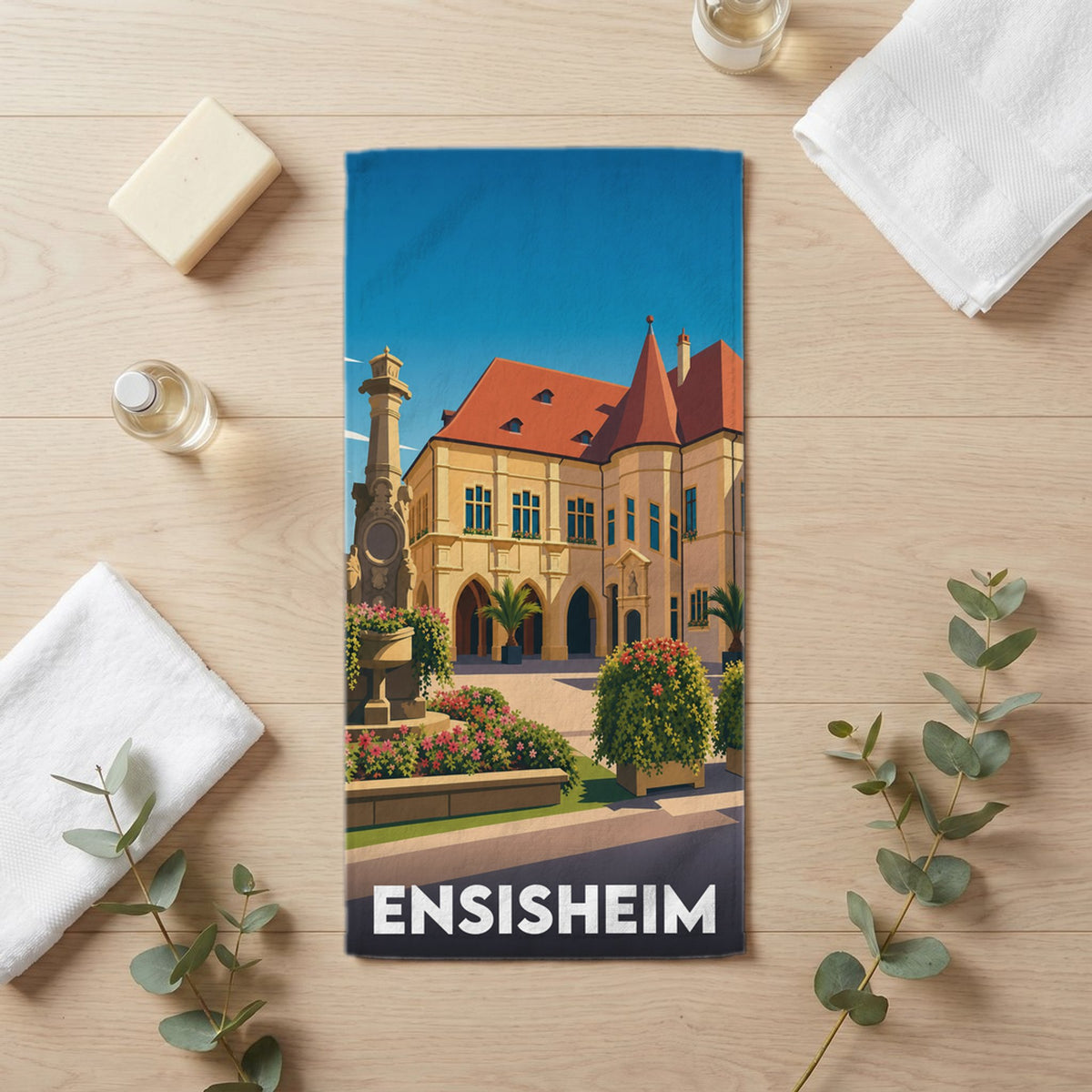 Serviette de bain 30 cm x 60 cm souvenir de Ensisheim