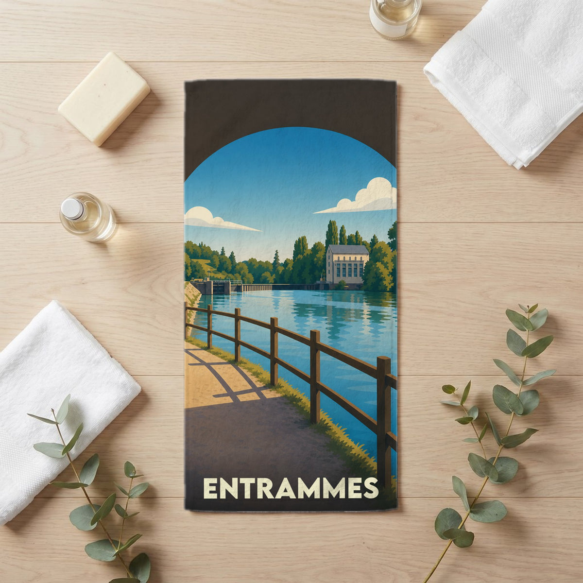 Serviette de bain 30 cm x 60 cm souvenir de Entrammes