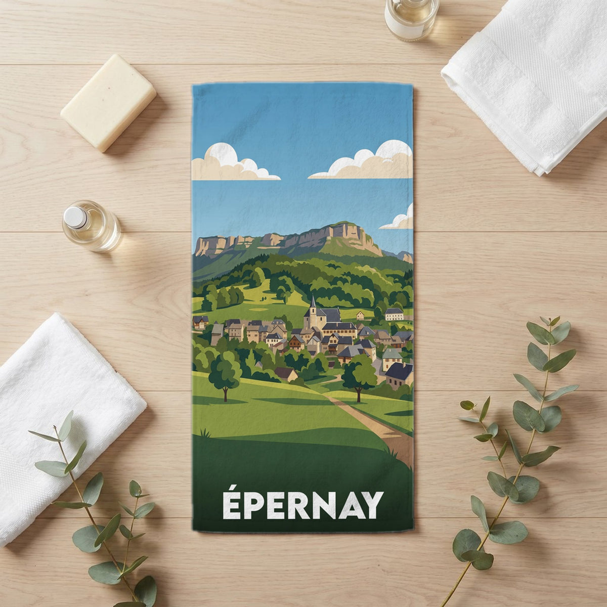 Serviette de bain 30 cm x 60 cm souvenir de Épernay