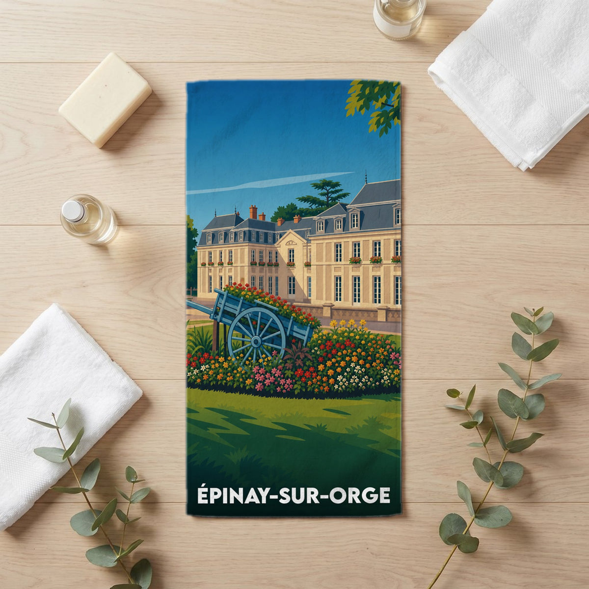 Serviette de bain 30 cm x 60 cm souvenir de Épinay-sur-Orge