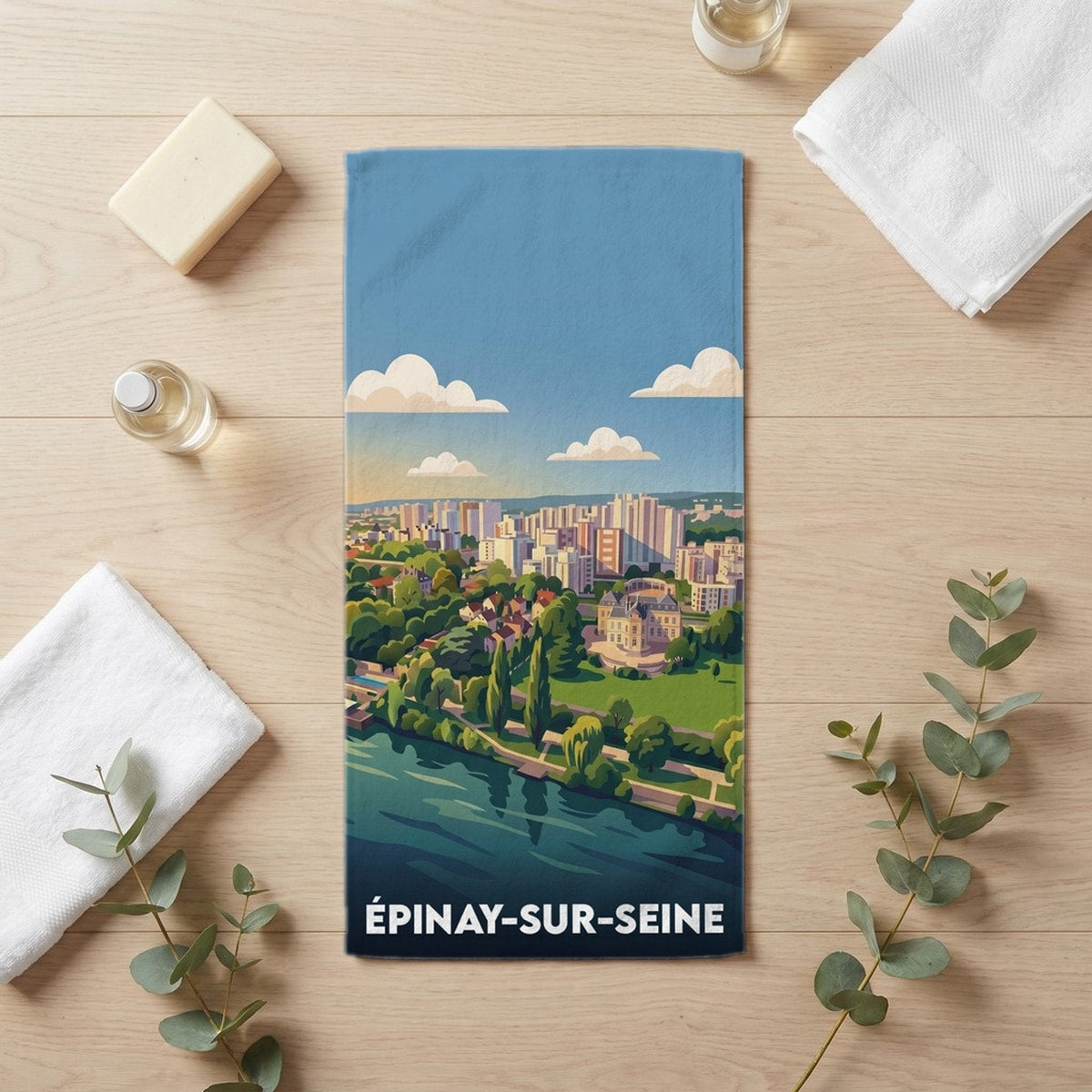 Serviette de bain 30 cm x 60 cm souvenir de Épinay-sur-Seine