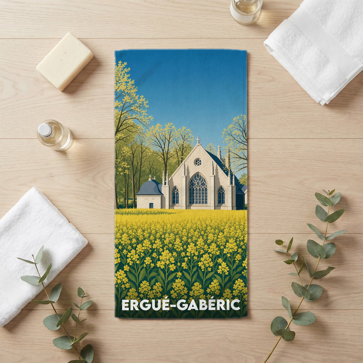Serviette de bain 30 cm x 60 cm souvenir de Ergué-Gabéric