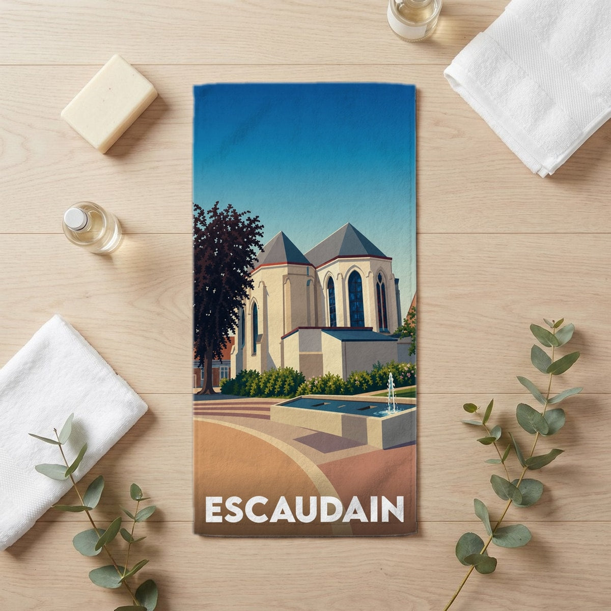 Serviette de bain 30 cm x 60 cm souvenir de Escaudain