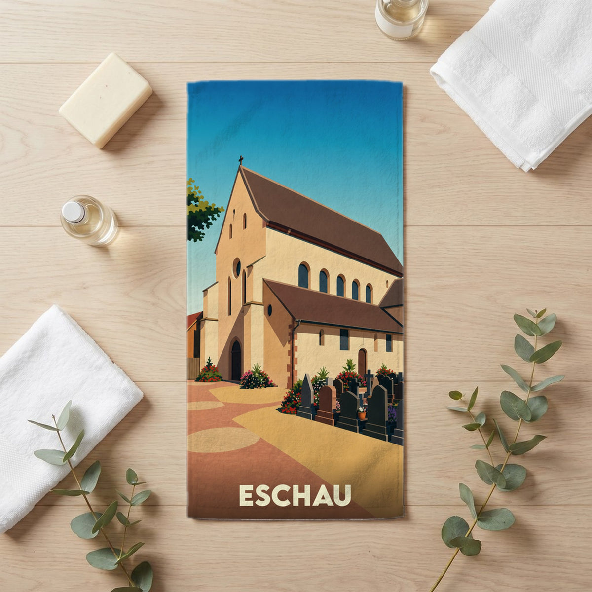 Serviette de bain 30 cm x 60 cm souvenir de Eschau