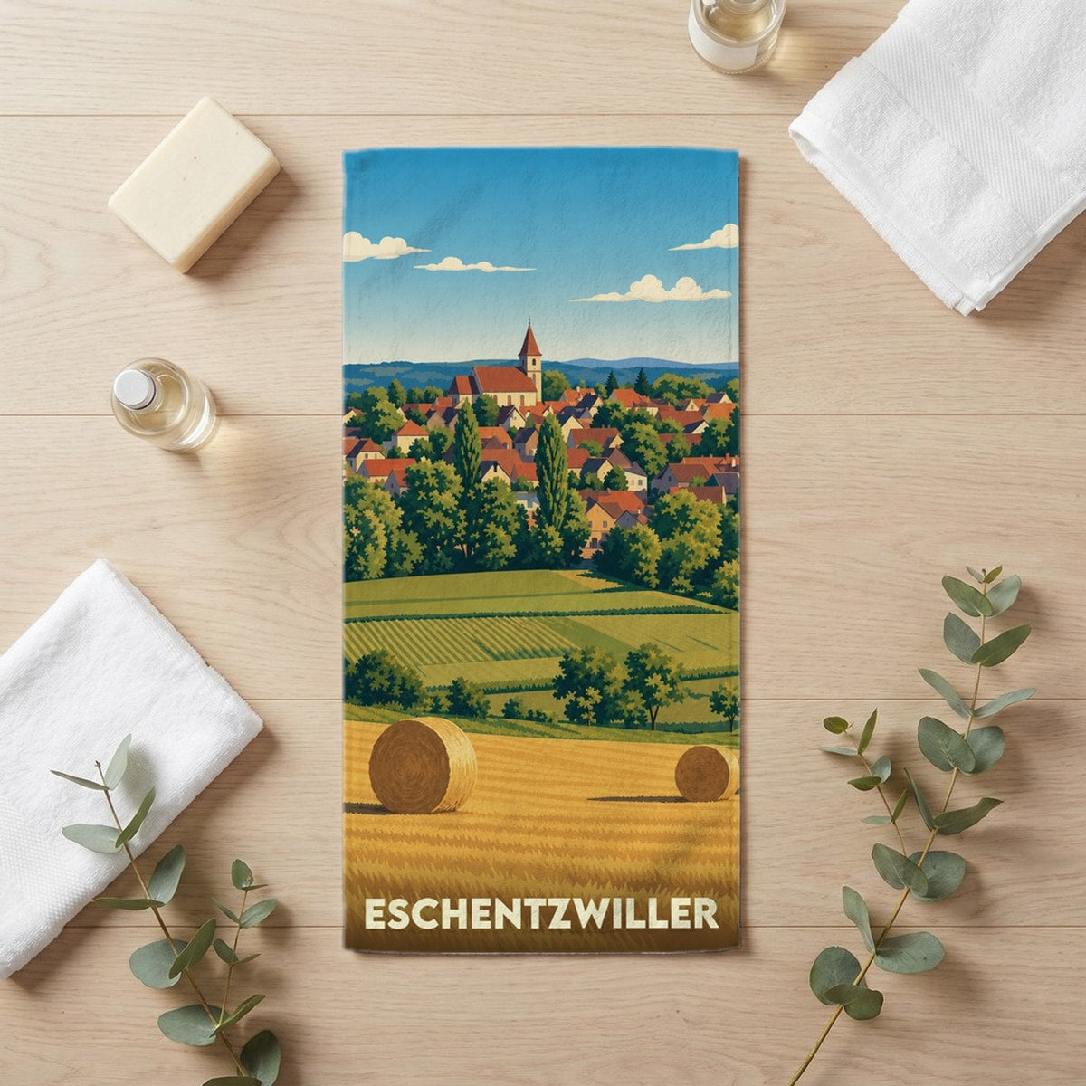 Serviette de bain 30 cm x 60 cm souvenir de Eschentzwiller