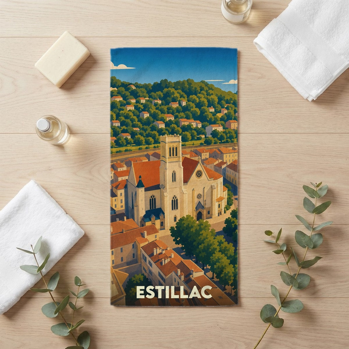Serviette de bain 30 cm x 60 cm souvenir de Estillac