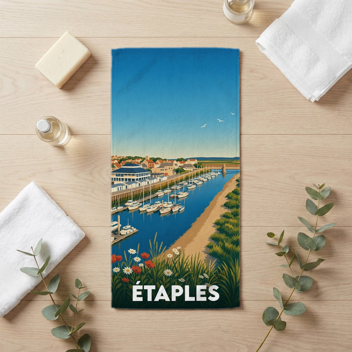 Serviette de bain 30 cm x 60 cm souvenir de Étaples