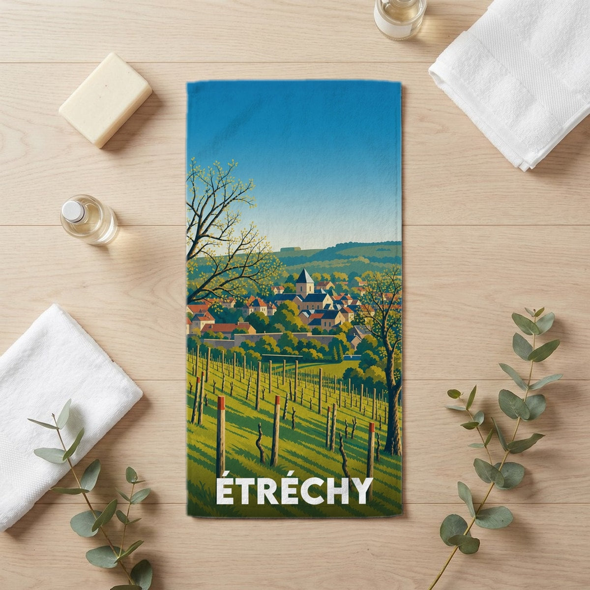 Serviette de bain 30 cm x 60 cm souvenir de Étréchy