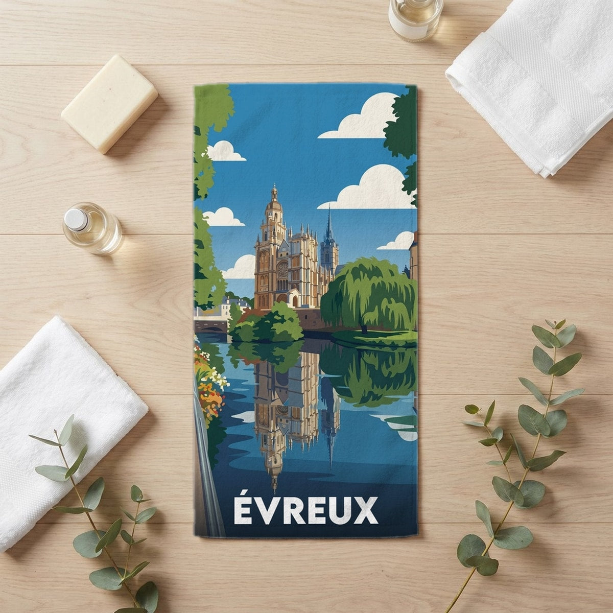 Serviette de bain 30 cm x 60 cm souvenir de Évreux