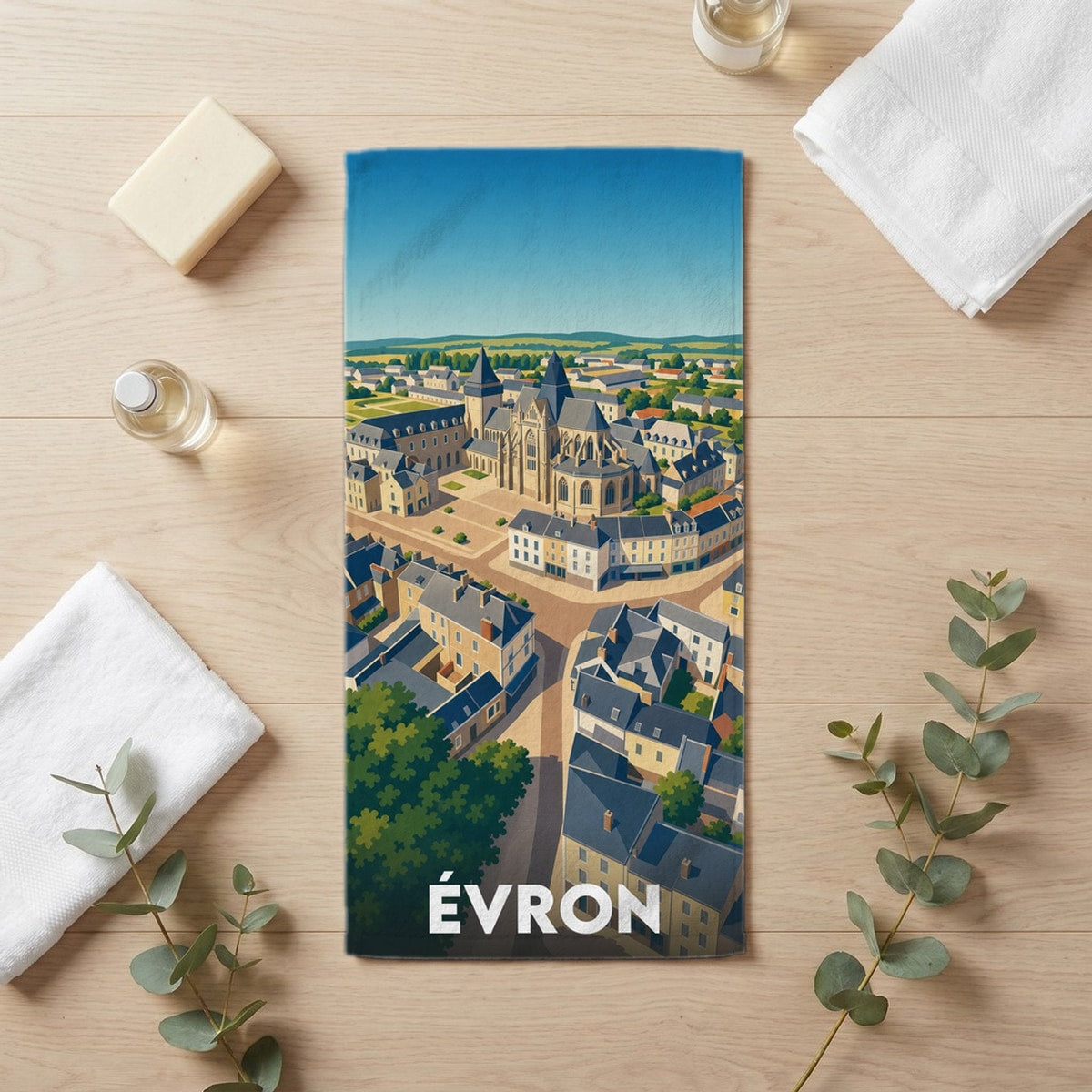 Serviette de bain 30 cm x 60 cm souvenir de Évron