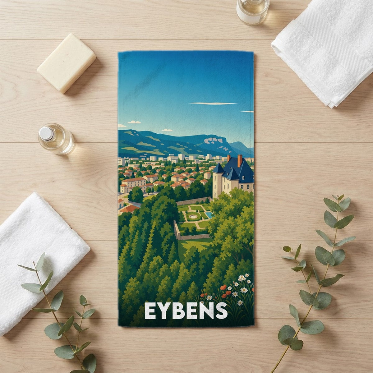Serviette de bain 30 cm x 60 cm souvenir de Eybens